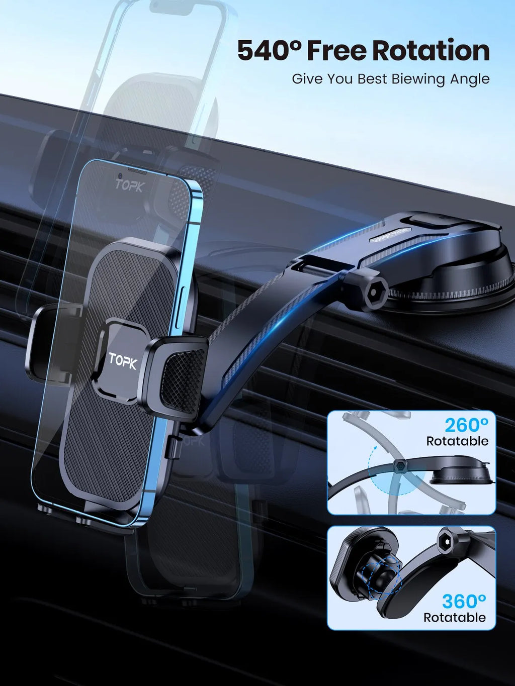 Gravity Car Phone Holder – Dashboard, Windshield & Air Vent