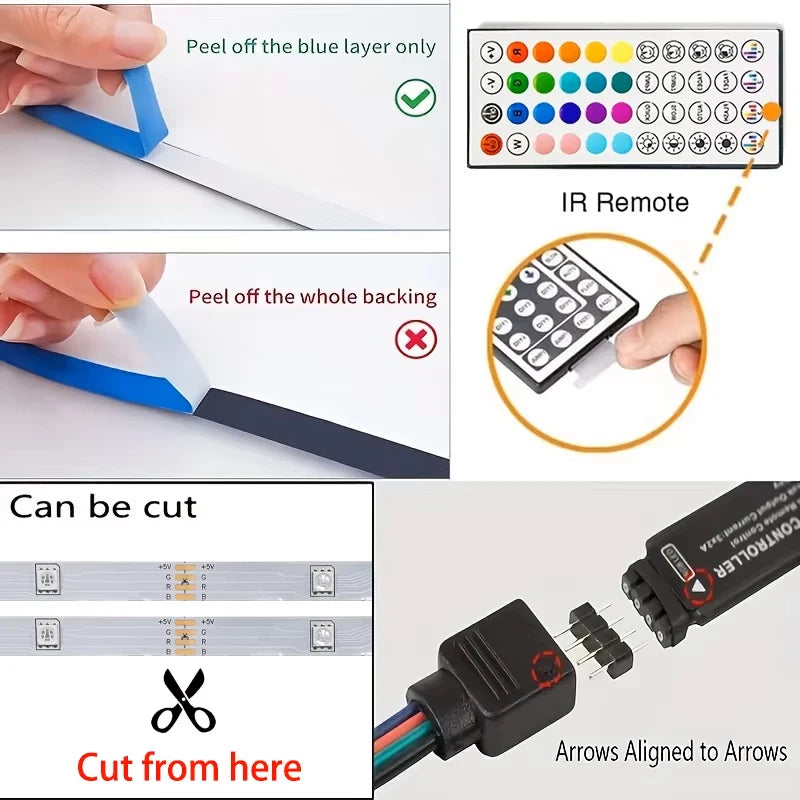 RGB LED Strip Lights – App-Controlled Room Lighting