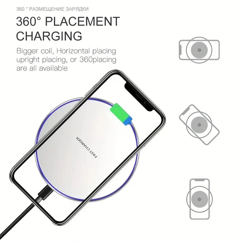 Fast Wireless Charger – Works with iPhone & Samsung