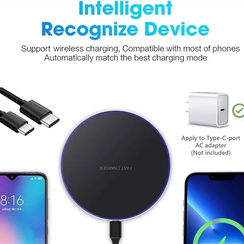 Fast Wireless Charger – Works with iPhone & Samsung